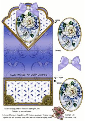 Wedding Rose Blue Anglaise Scallop Spring Decoupage Card