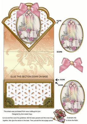 Church Window Anglaise Scallop Spring Decoupage Card