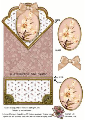 White Lily Anglaise Scallop Spring Decoupage Card