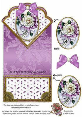 Wedding Rose Lilac Anglaise Scallop Spring Decoupage Card