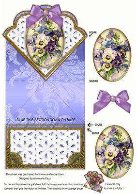 Blue Pansies Anglaise Scallop Spring Decoupage Card