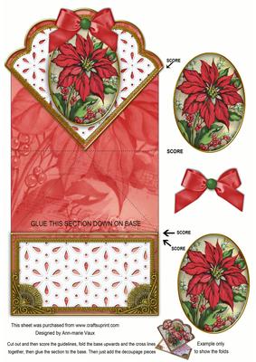 Christmas Poinsettias Anglaise Scallop Spring Decoupage Card