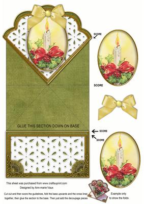 Single Candle Anglaise Scallop Spring Decoupage Card