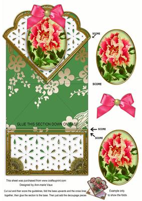 Green Peony Anglaise Scallop Spring Decoupage Card