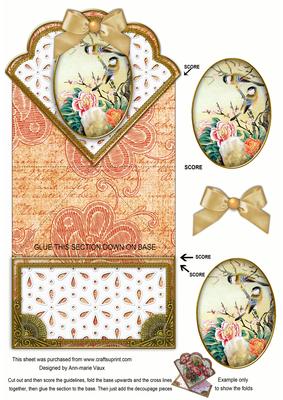 Oriental Birds 1 Anglaise Scallop Spring Decoupage Card
