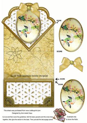 Oriental Birds 2 Anglaise Scallop Spring Decoupage Card