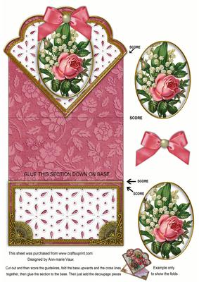 Rose Lily Anglaise Scallop Spring Decoupage Card