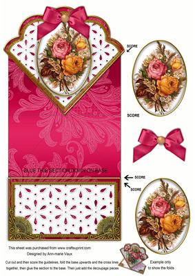 Harvest Rose Pink Anglaise Scallop Spring Decoupage Card