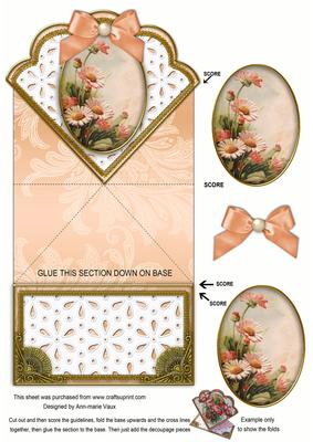 Peach Daisies Anglaise Scallop Spring Decoupage Card