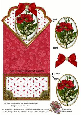 Poppy Lily Anglaise Scallop Spring Decoupage Card