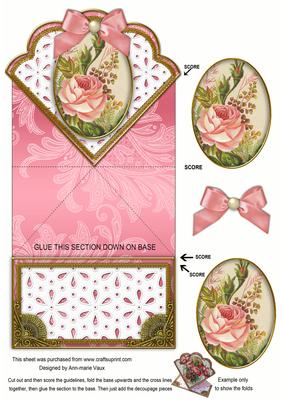 Pink Rose 2 Anglaise Scallop Spring Decoupage Card