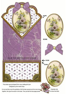 Purple Pansies Anglaise Scallop Spring Decoupage Card