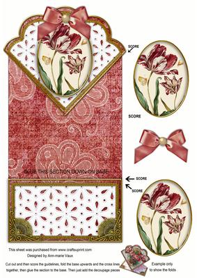 Red Tulips Anglaise Scallop Spring Decoupage Card