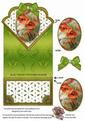 Poppies 1 Anglaise Scallop Spring Decoupage Card