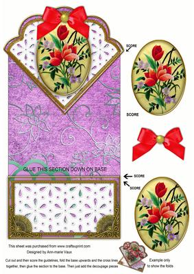 Oriental Bouquet Anglaise Scallop Spring Decoupage Card
