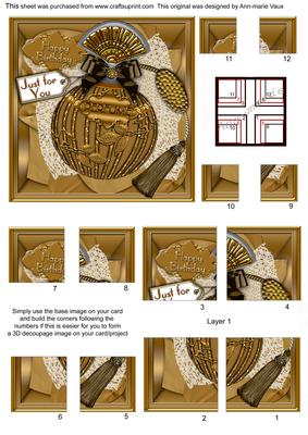 Gold Birthday Perfume 5in Quad Corner Stacker