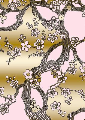 Oriental Blossom Lady 2 A4 Backing Paper