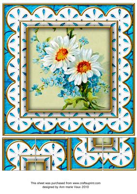 Blue Daisies Anglaise 8inch Topper Picture Sheet