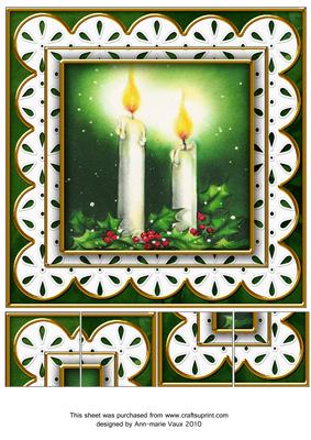 Christmas Candle Duo Anglaise 8in Topper Picture Sheet