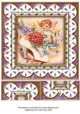 Lilac Wedding Shoe Anglaise 8in Topper Picture Sheet