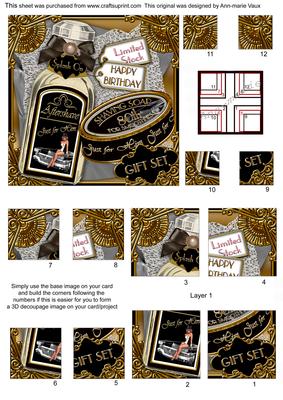 Black Aftershave Set 80th Birthday 5in Quad Corner Stacker
