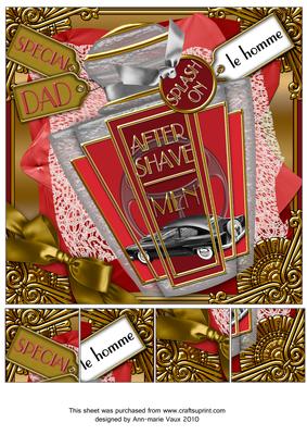 Red Aftershave Fathers Day 8in Topper Picture Sheet