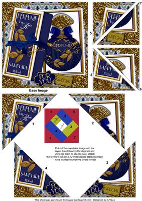 Blue Sapphire Birthday Perfume 5in Triangle Spiral Stacker