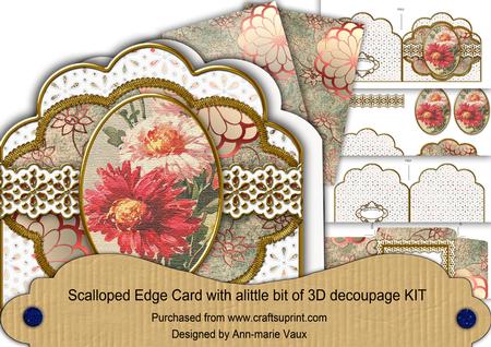 Coloured Daisies Anglaise Scallop 3D Decoupage Card Kit
