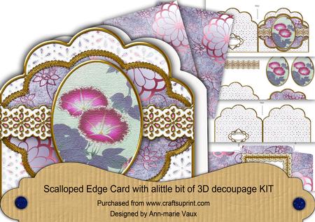Lilac Morning Glory Anglaise Scallop 3D Decoupage Card Kit