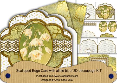 Snowdrops Anglaise Scallop 3D Decoupage Card Kit
