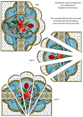 Blue Mixed Bouquet Anglaise Scallop Deco Stacker
