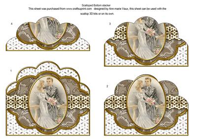 Bride and Groom Natural Anglaise Scallop Bottom Stacker