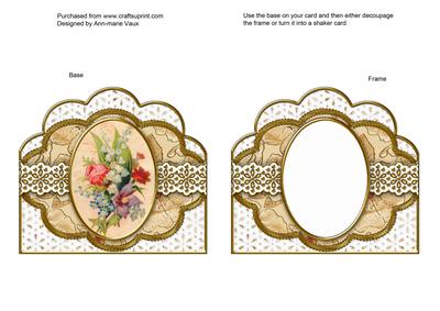 Cream Mixed Bouquet Anglaise Scallop Card Base Frame