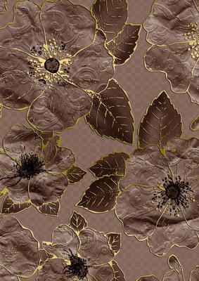Vintage Plum Deep2 Big Blooms A4 Backing Paper