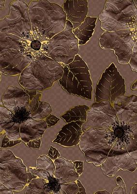 Vintage Plum Deep3 Big Blooms A4 Backing Paper