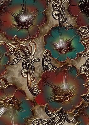 Aqua Natural Giant Florals A4 Backing Paper
