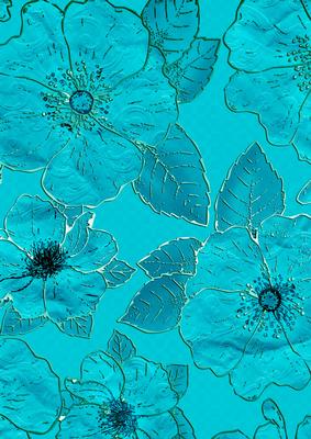 Aquamarine Big Florals A4 Backing Paper