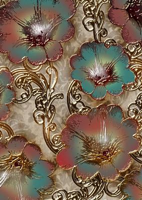 Aqua Natural 2 Giant Florals A4 Backing Paper