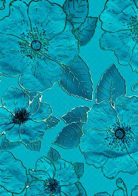 Aquamarine 2 Big Blooms A4 Backing Paper