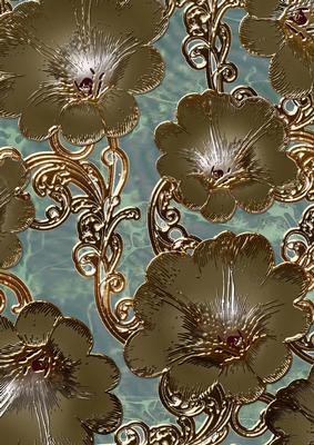 Aqua Natural 4 Giant Florals A4 Backing Paper