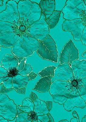 Aquamarine 4 Big Blooms A4 Backing Paper