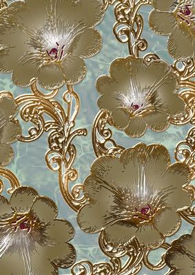 Aqua Natural 5 Giant Florals A4 Backing Paper