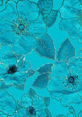 Aquamarine 5 Big Blooms A4 Backing Paper