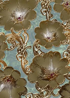 Aqua Natural 6 Giant Florals A4 Backing Paper