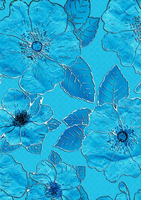 Aquamarine 6 Big Blooms A4 Backing Paper
