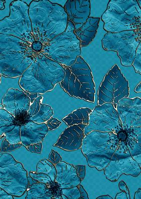 Aquamarine 10 Big Blooms A4 Backing Paper