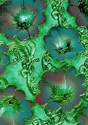 Blue 3 Giant Florals A4 Backing Paper