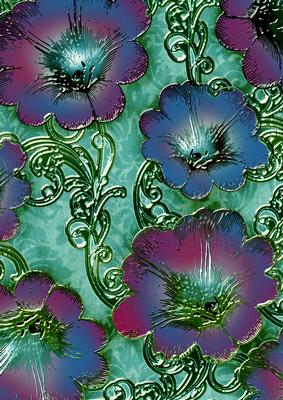 Blue 4 Giant Florals A4 Backing Paper
