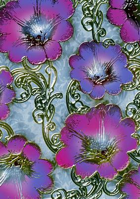 Blue 5 Giant Florals A4 Backing Paper