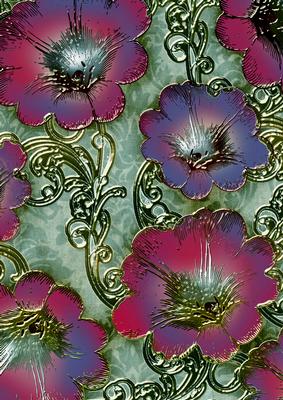 Blue 6 Giant Florals A4 Backing Paper